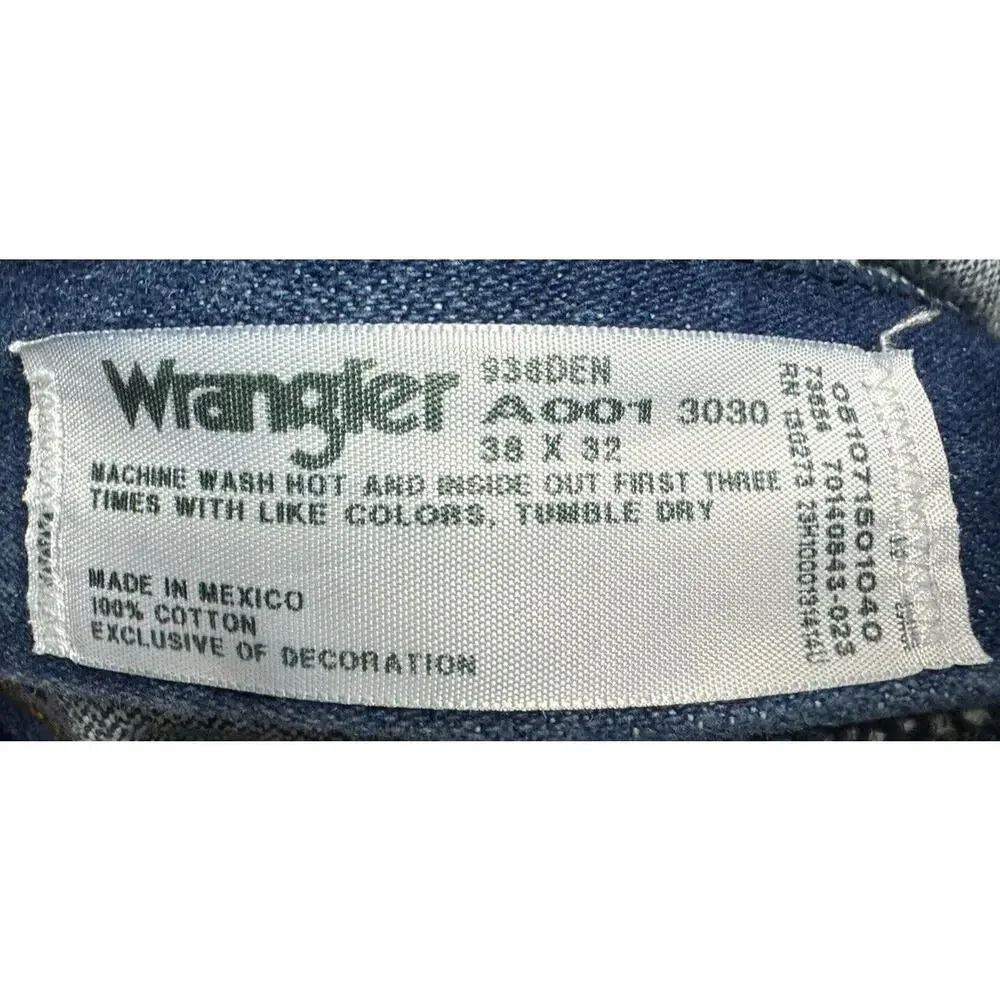 Wrangler 936DEN Men's Straight Leg‎ Blue Western Blue Jeans - Size 38x30.5